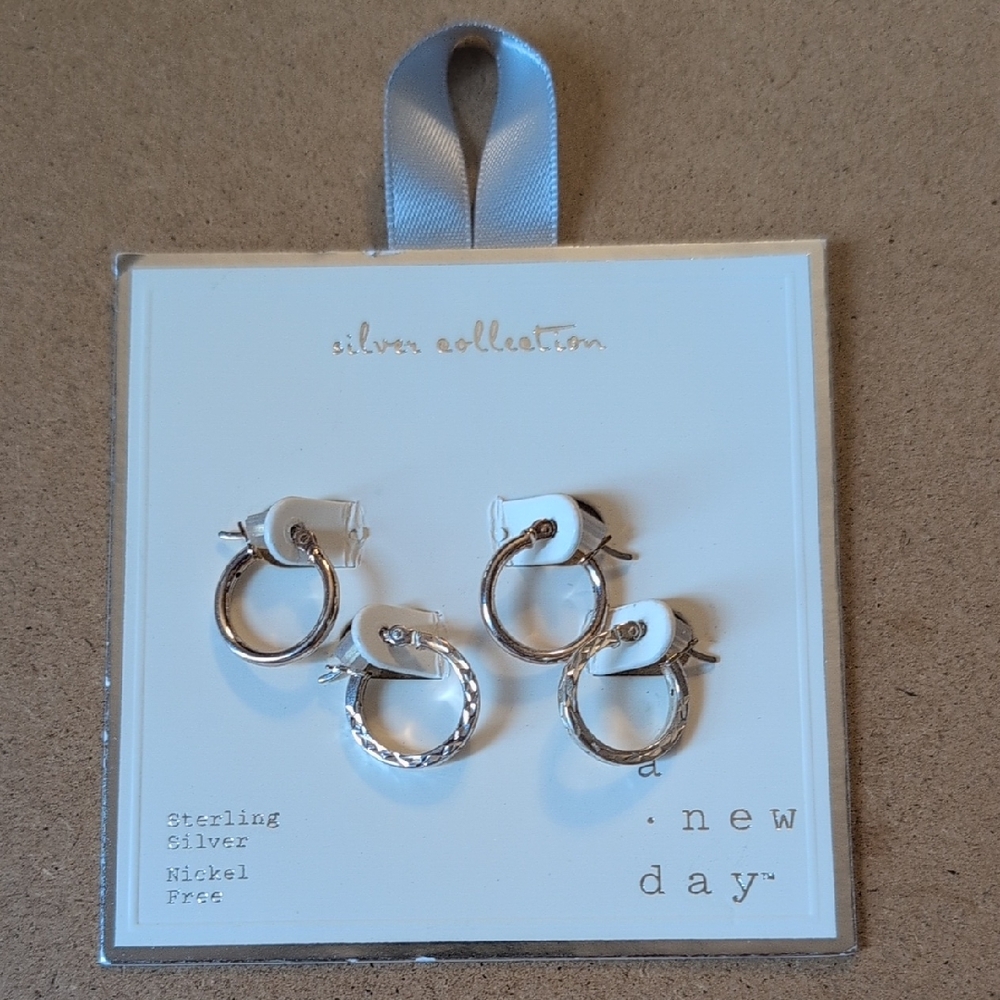 Sterling Silver Hoop Earrings Set